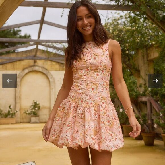 Floral Mini Dress in Pink, S - Picture 6 of 10